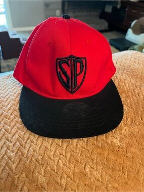 Southpole Red Cotton Baseball Cap with Black Label
